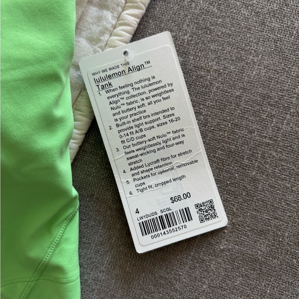 NWT Lululemon align Vibrant‎ Green Tank Top - Picture 2 of 4